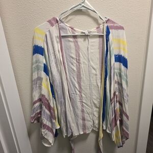 Colorful Striped Open Kimono